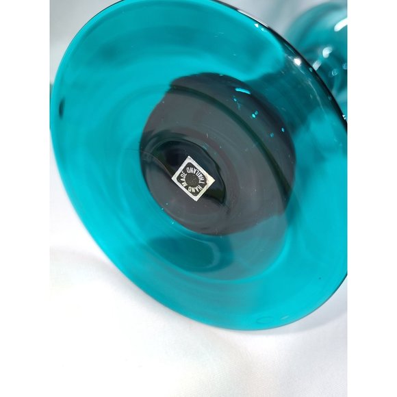 Tall blown glass teal candle holders 14.75" - Picture 5 of 11
